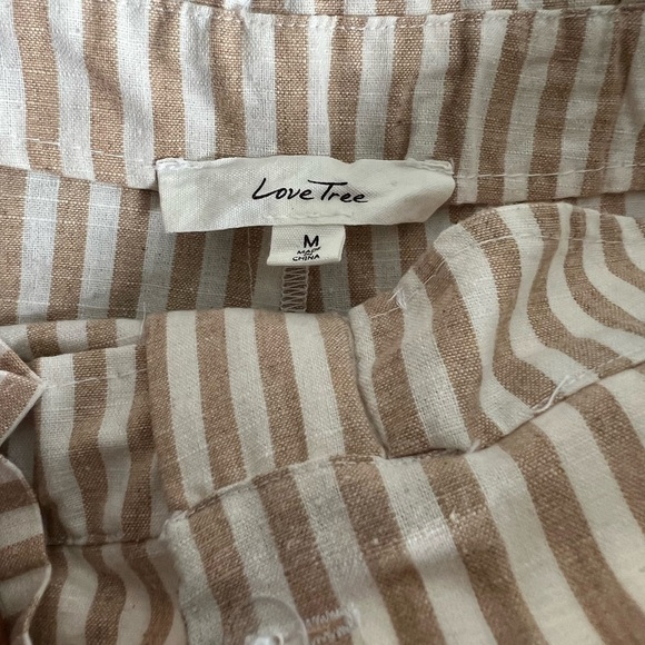 Love Tree Beige Striped High Waist Shorts - Picture 3 of 6